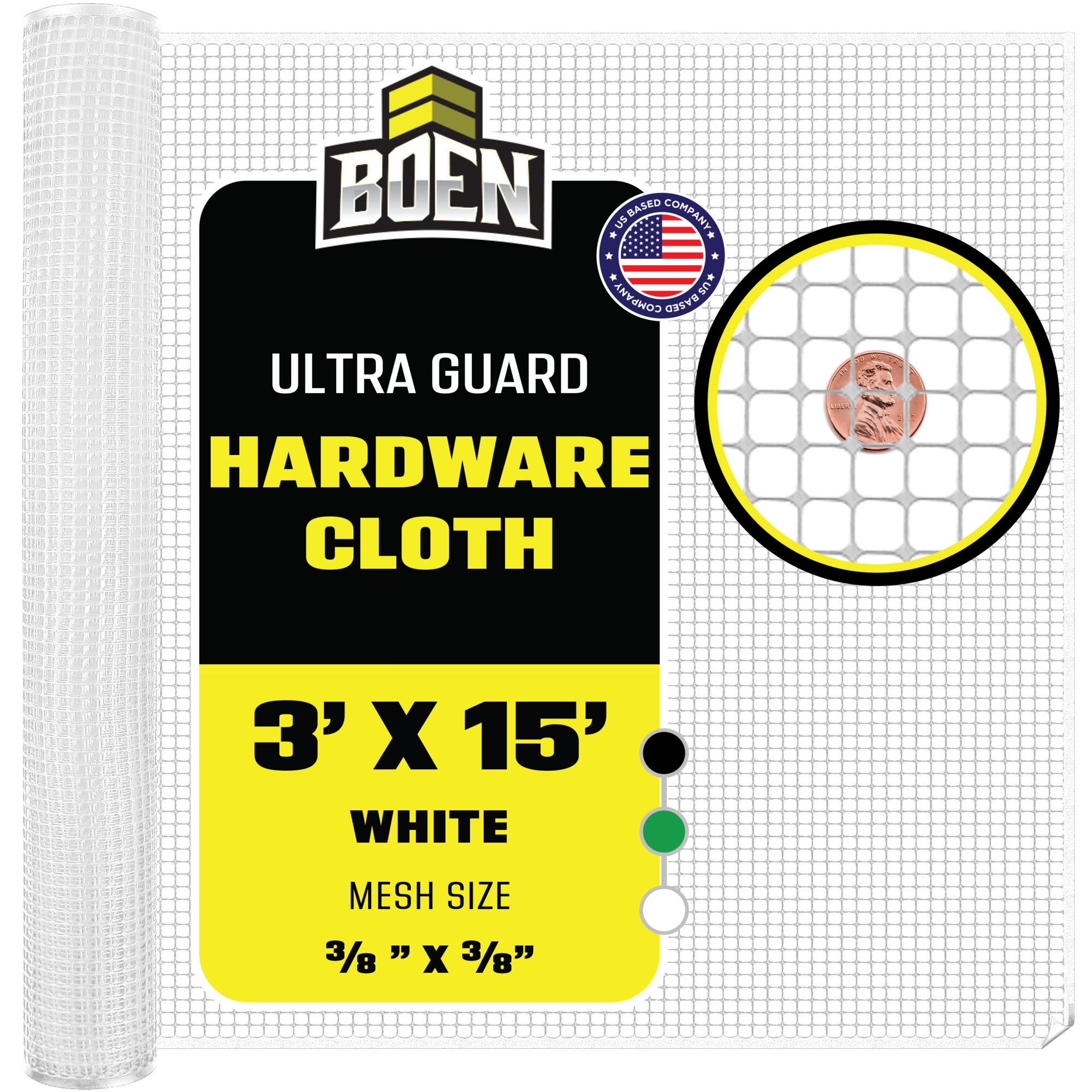 Boen White Plastic Mesh Hardware Netting 3 ft x 15, Tree Guard Barrier from Rabbits, Deer and Rodents, Deck Guard, Indoor or Outdoor Balcony Safety Net for pet or Child